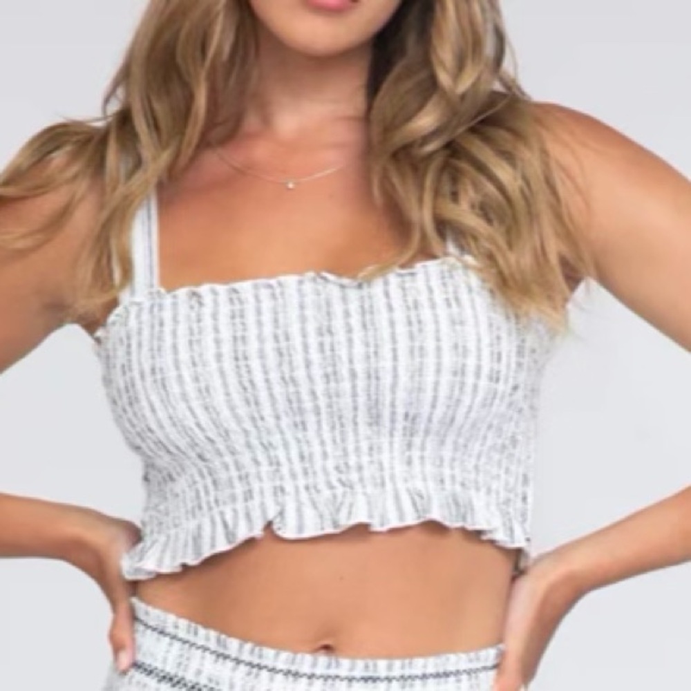 NWT - Cream and Black Striped Crop Top.